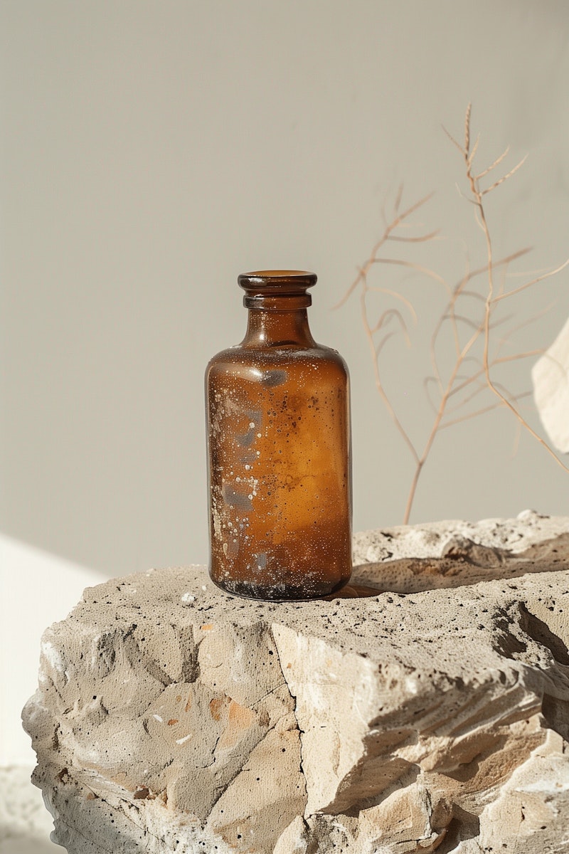 Vintage Amber Glass Bottle
